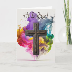 Tarjeta Texto personalizado: 'Está en pie' Cruz Arcoiris P
