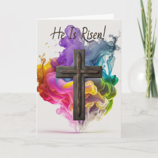 Tarjeta Texto personalizado: 'Está en pie' Cruz Arcoiris P