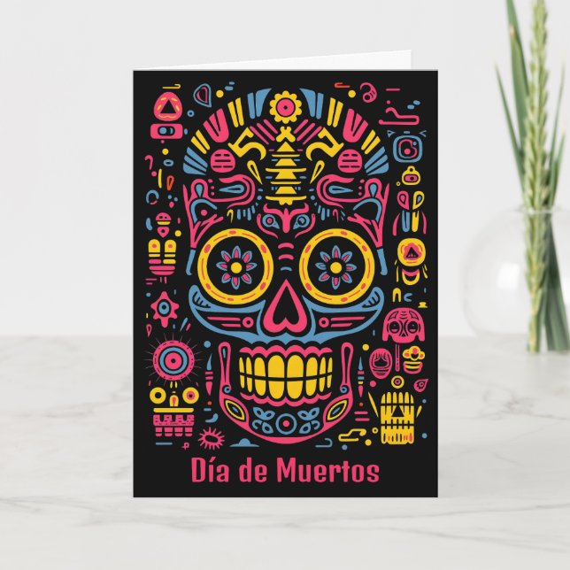 Tarjeta texto personalizado 💀 estilo doodle Día de Muerto (Anverso)