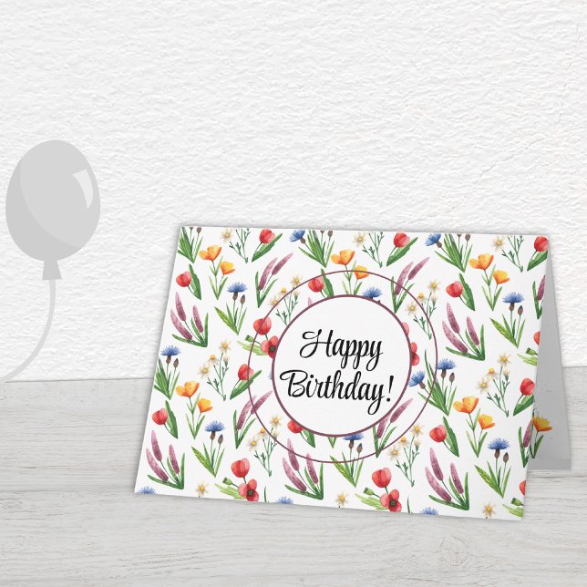 Tarjeta Texto personalizado | Flores silvestres Feliz cump (Subido por el creador)