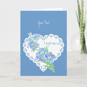 Tarjeta texto personalizado Olvidar-me-no floral azul flor
