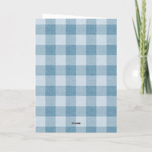 Tarjeta Textura de lino a cuadros Búfalo gingham azul en p