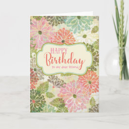 Tarjeta Textured Floral Happy Birday Card para ella