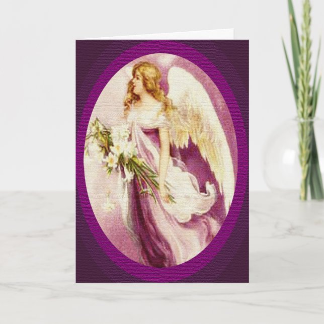 Tarjeta texturizada de vintage Easter Angel (Anverso)
