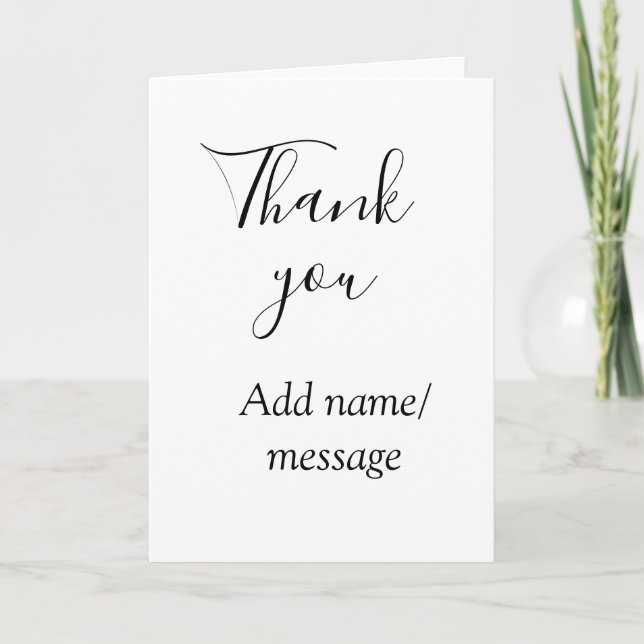 Tarjeta Thank you add name message simple stylish calligra (Anverso)