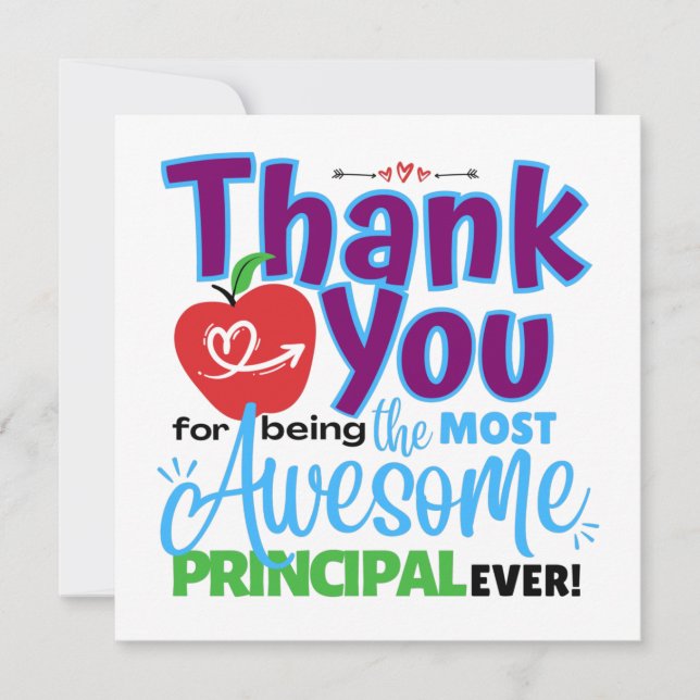 Tarjeta Thank You Awesome Principal Appreciation (Anverso)