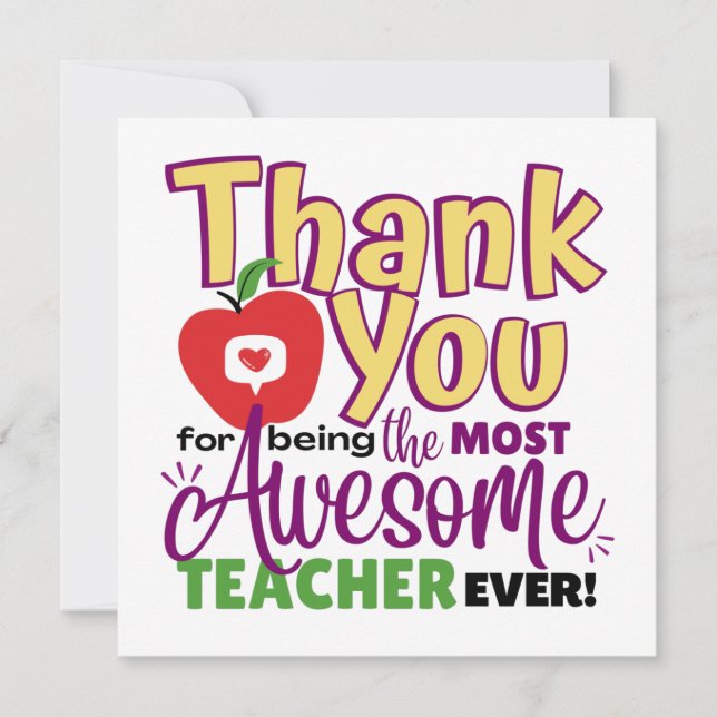 Tarjeta Thank You Awesome Teacher Card (Anverso)
