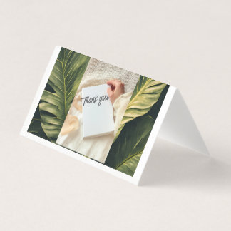 Tarjeta Thank You Botanical Greenery Card with Blue Brush 