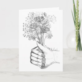 Tarjeta Thank You Card with hand-sketched flower bouquet