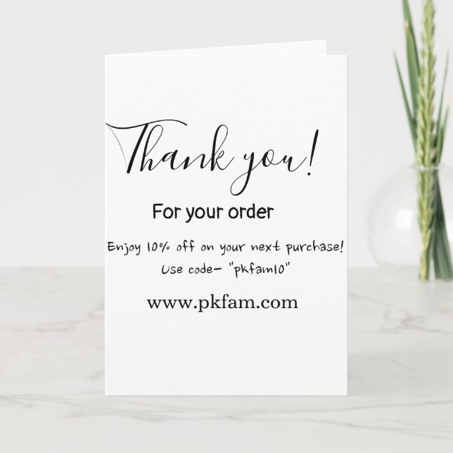 Tarjeta Thank you for purchase pink family business detail (Anverso)