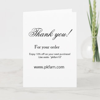 Tarjeta Thank you for purchase pink family business detail