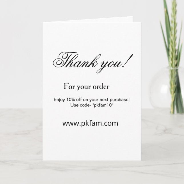 Tarjeta Thank you for purchase pink family business detail (Anverso)