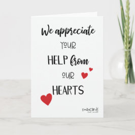 Tarjeta Thank You for Volunteering with Hearts