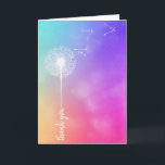 Tarjeta Thank You Friendship Dandelion<br><div class="desc">White dandelion with seedlings on a gradient rainbow background,  as a thank-you to a friend or family.
The background can be changed.</div>