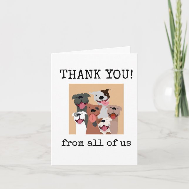 Tarjeta Thank You, From All of Us, Customers, Funny Dogs (Anverso)