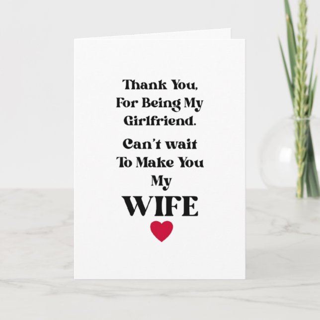 Tarjeta Thank You Girlfriend/Wife Valentine's Occassion (Anverso)