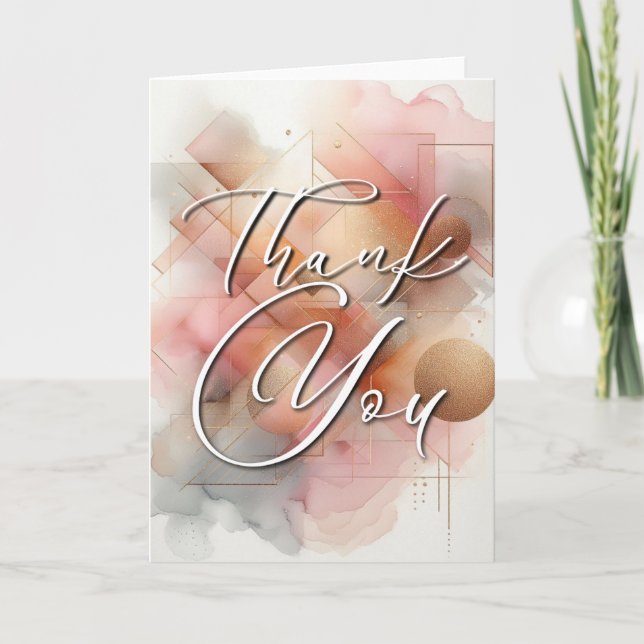 Tarjeta Thank You Greeting Card - Watercolor Abstract Geom (Anverso)