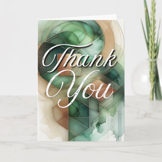 Tarjeta Thank You Greeting Card - Watercolor Abstract Geom (Anverso)
