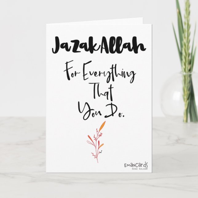 Tarjeta Thank You - JazakAllah Simple (Anverso)