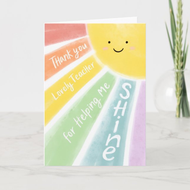 Tarjeta Thank You Lovely Teacher for Shining Card  (Anverso)