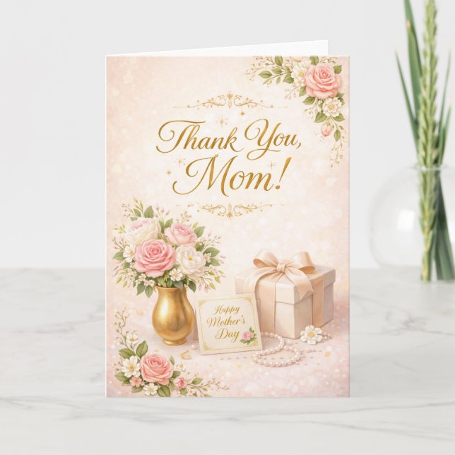 Tarjeta Thank You Mom Design – Heartfelt Appreciation Gift (Anverso)