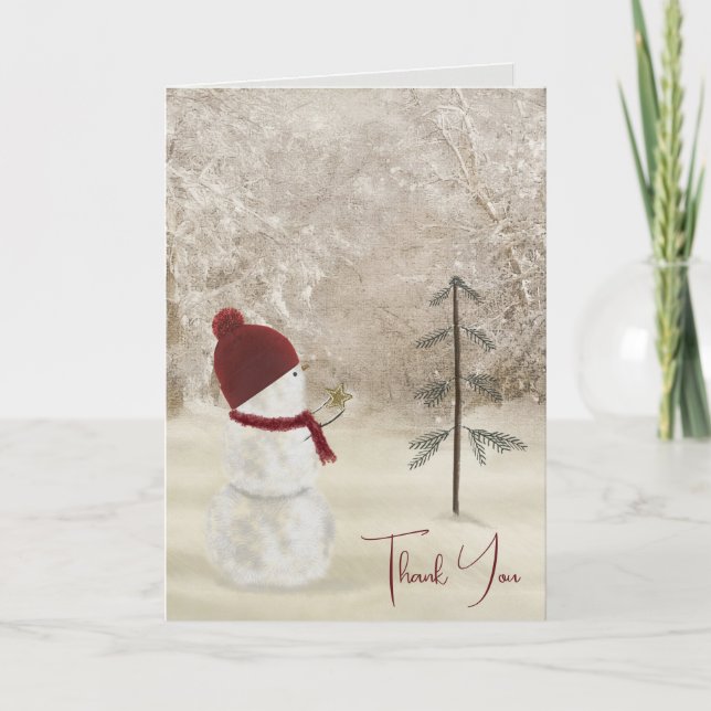 Tarjeta Thank You Snowman with Christmas star (Anverso)
