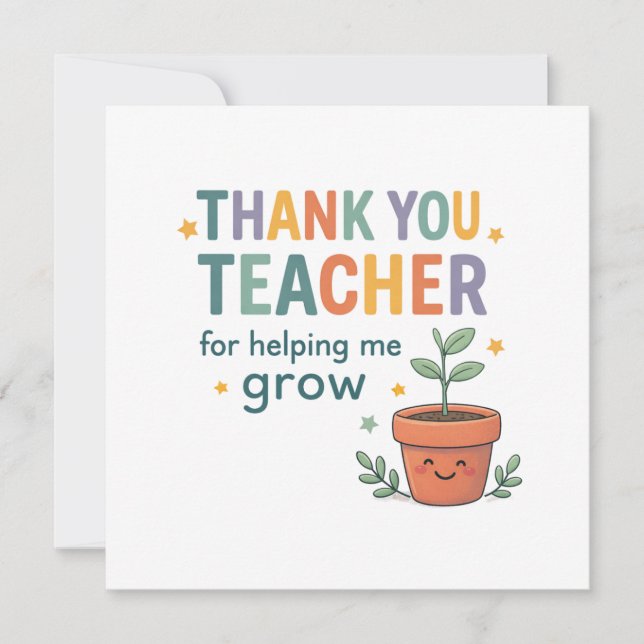 Tarjeta Thank You Teacher Grow Appreciation (Anverso)