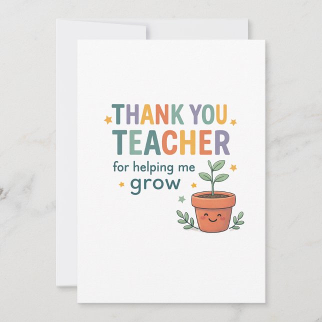 Tarjeta Thank You Teacher Grow Appreciation (Anverso)