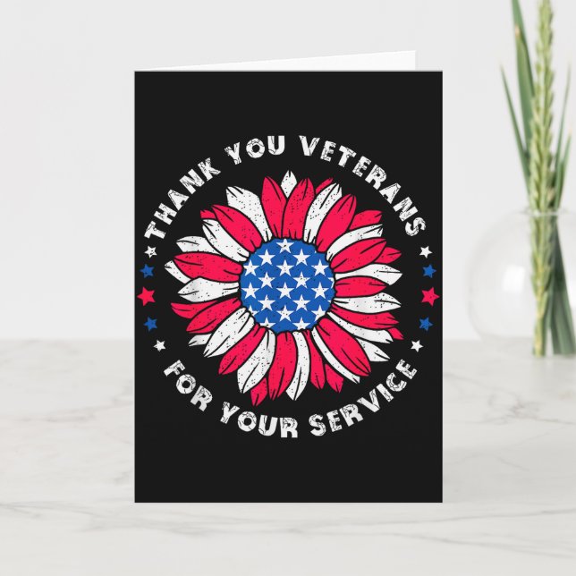 Tarjeta Thank You Veterans For Your Service Sunflower Vete (Anverso)