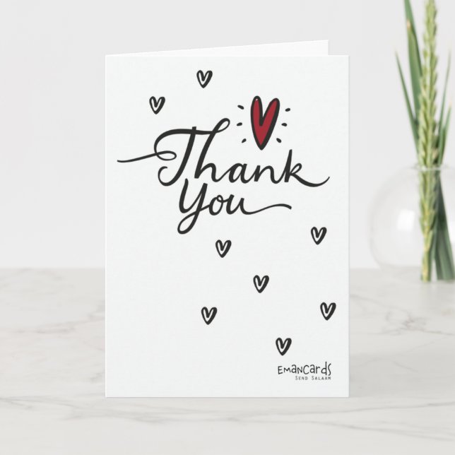 Tarjeta Thank You with a Red Heart (Anverso)