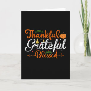Tarjeta Thankful Blessed Family Kids Matching Thanksgiving