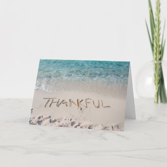 Tarjeta 🏝️ Thankful by the Sea - Coastal Thanksgiving (Anverso)