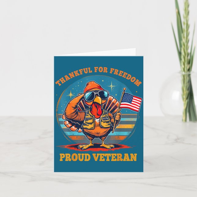 Tarjeta Thankful For Dom – Proud American Veteran Thanksgi (Anverso)