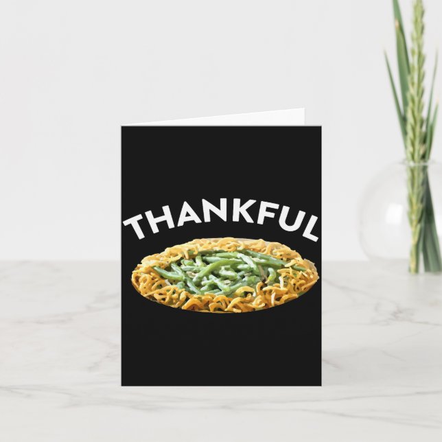 Tarjeta Thankful Green Bean Cerole Thanksgiving Dinner  (Anverso)
