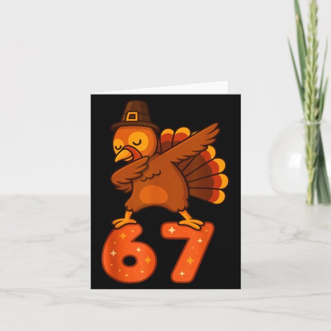 Tarjeta Thanksgiving 67 Meme Six Seven Funny Turkey  (Anverso)