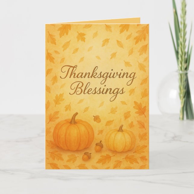 Tarjeta Thanksgiving Blessings Card – Cozy Fall Watercolor (Anverso)