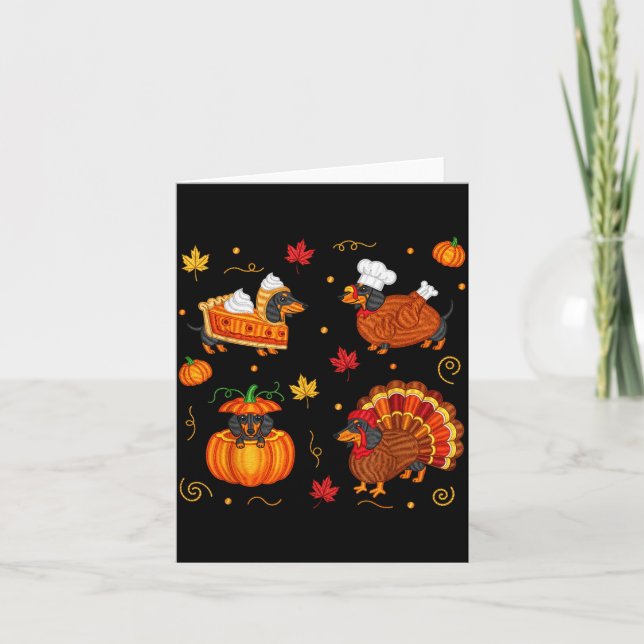 Tarjeta Thanksgiving Dachshund Weiner Dog Turkey Cute Pump (Anverso)