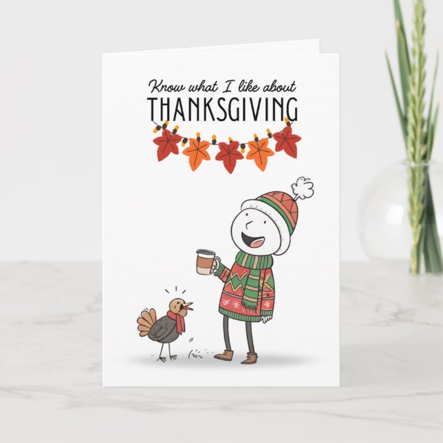 Tarjeta Thanksgiving Doodle Card with Coffee & Turkey (Anverso)