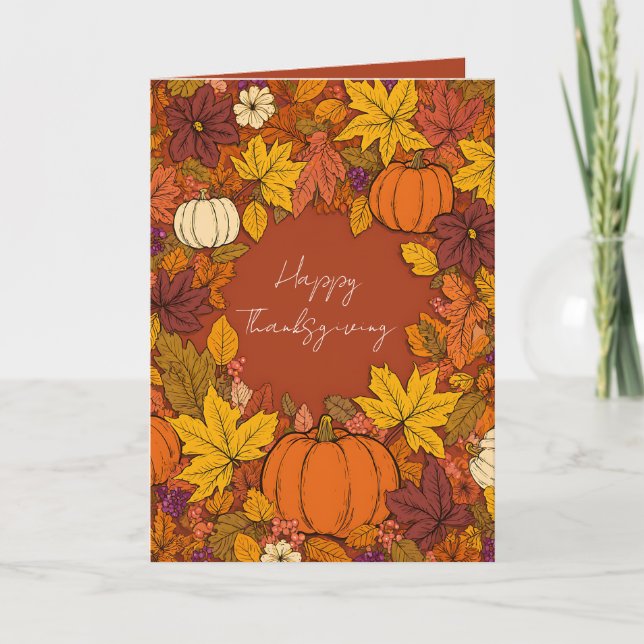 Tarjeta Thanksgiving Fall Pumpkin Greetings (Anverso)