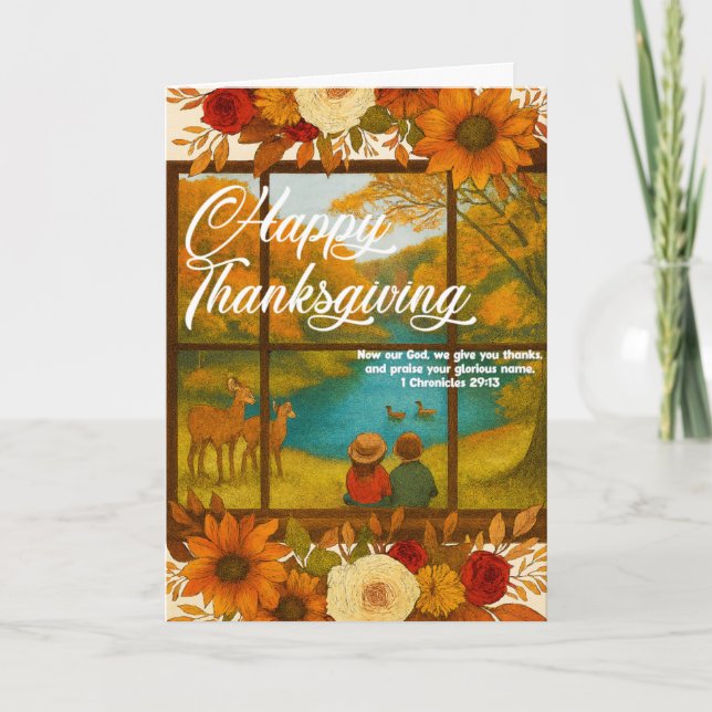Tarjeta Thanksgiving Folded Greeting Card (Anverso)