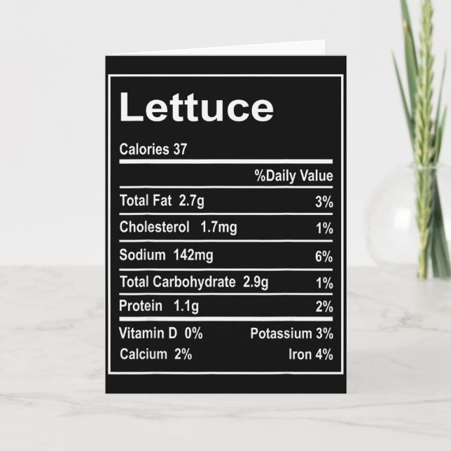 Tarjeta Thanksgiving Lettuce Nutrition Facts Men Women Chr (Anverso)