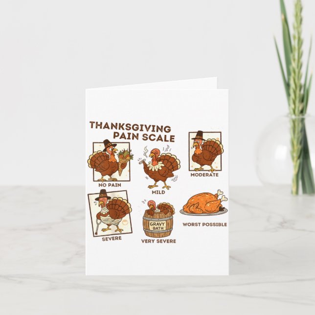 Tarjeta Thanksgiving Pain Scale Turkey Funny Nurse Medical (Anverso)