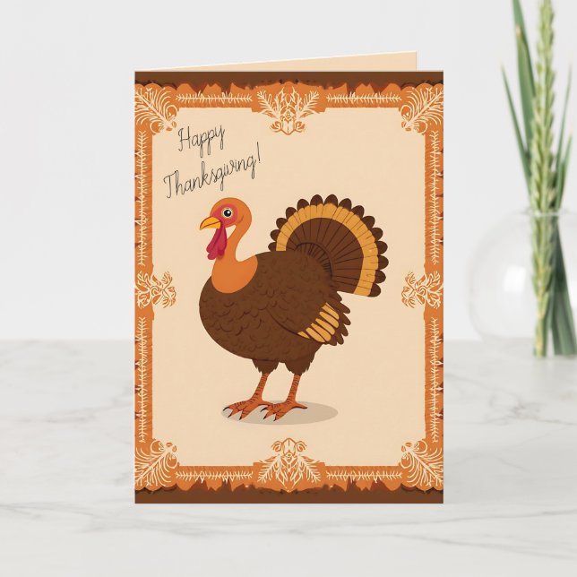Tarjeta Thanksgiving Turkey Border (Anverso)