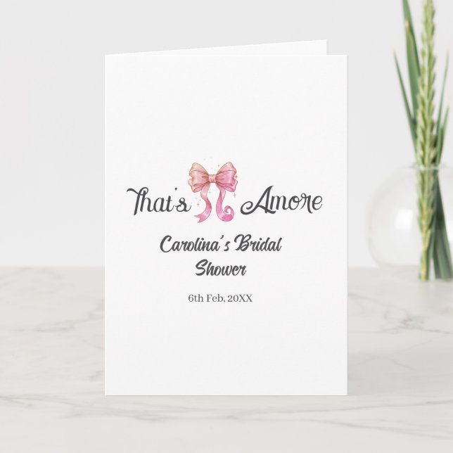 Tarjeta that's amore bridal shower pink retro bow boho nam (Anverso)