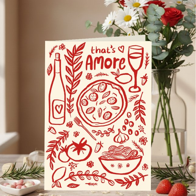 Tarjeta That's Amore Italian Food Valentine Love Whimsical (That's Amore Italian Food Valentine Love Whimsical Valentines Day Galentines Day Card
)