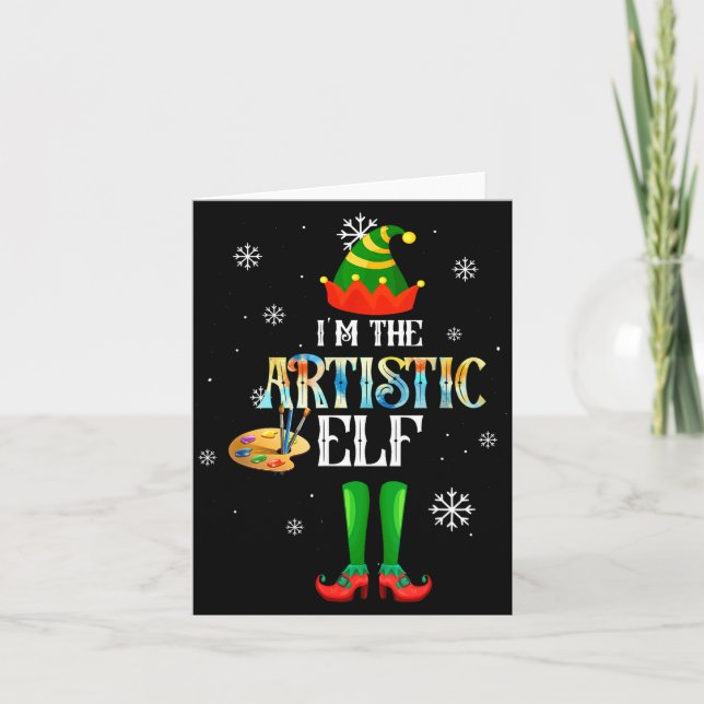 Tarjeta The Artistic Elf Squad Elf Family Christmas Pajama (Anverso)