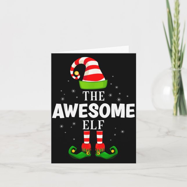 Tarjeta The Awesome Elf Christmas Pjs Matching Pajama  (Anverso)