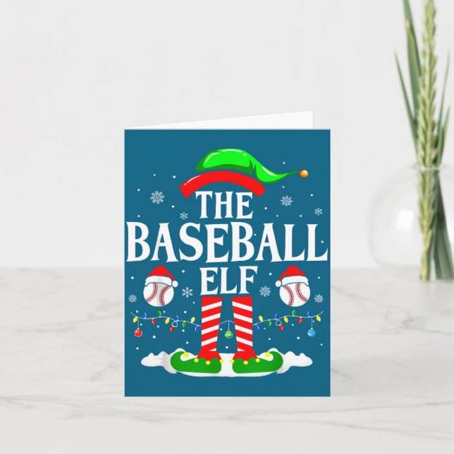 Tarjeta The Baseball Elf Funny Christmas Srt Lovers Xmas E (Anverso)