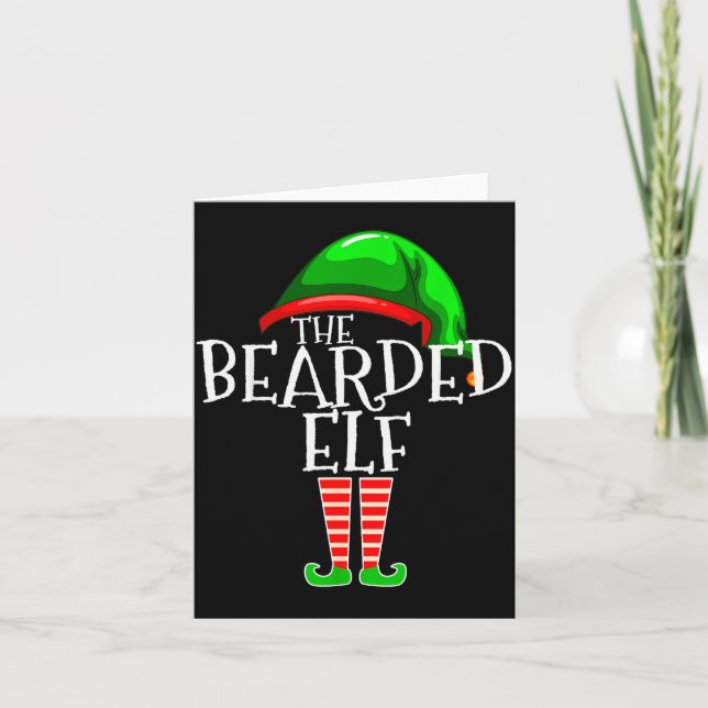 Tarjeta The Bearded Elf Family Matching Group Christmas Be (Anverso)