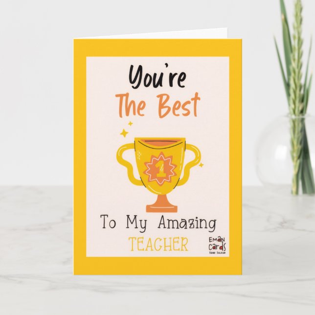 Tarjeta The Best Teacher Trophy Card (Anverso)